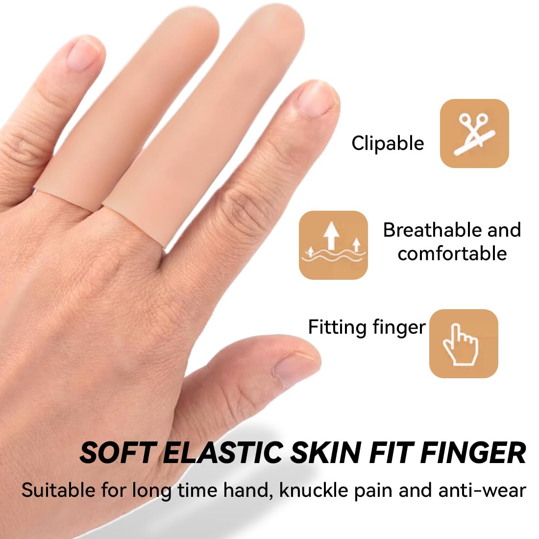 JEYORZY Lot de 12 protège-doigts en gel pour le pouce,Protège Doigts en Silicone, manchons en silicone pour protéger le bout des doigts, gants, protège-doigts pour fissures (nu)