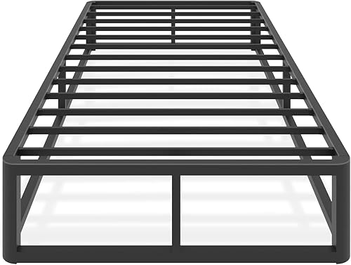 Miniatura 20 de Base de cama de metal de tamaño Queen de 10 pulgadas con patas de esquinas redondas y anti-doblado, listones de acero resistente de 3500 LBS, base