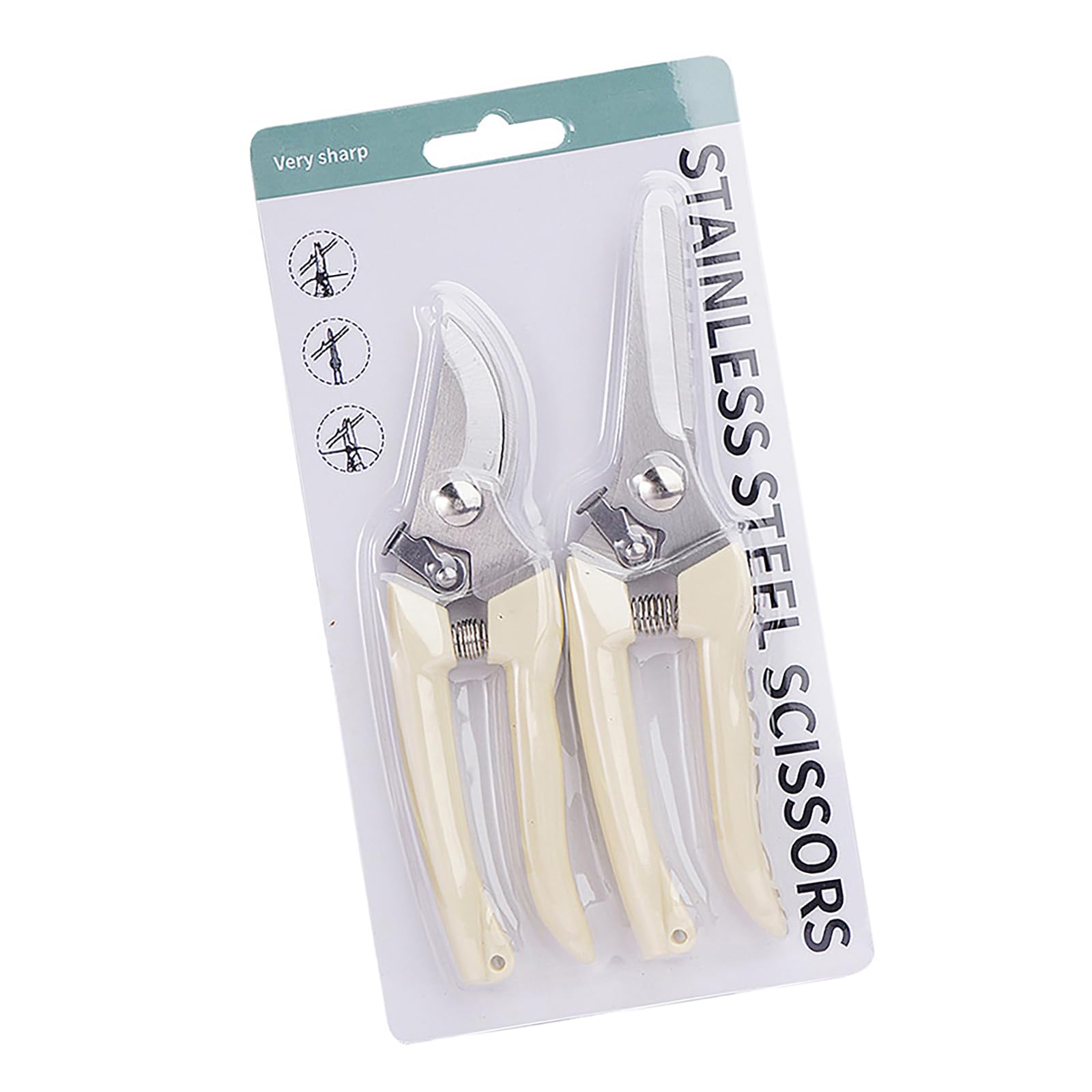 Alloneslife Apricot Suit 2Pcs Garden Pruning Shears Handheld Scissor Heavy Duty Garden Bypass Pruning Shears Tree Trimmer Secateurs Hand Pruner Snips