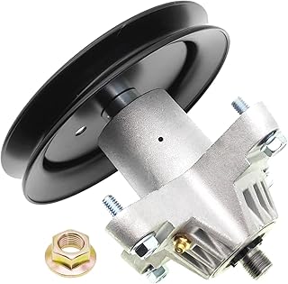 q&p 918-04456 Montagem do eixo do deck de 106,6 cm substitui o Cadete do Cub 918-04456, 918-04456A, 918-04461, 618-04461, 618-04456, 618-04456A, 112-0460 com 4 parafusos e polia para MTD LT4200