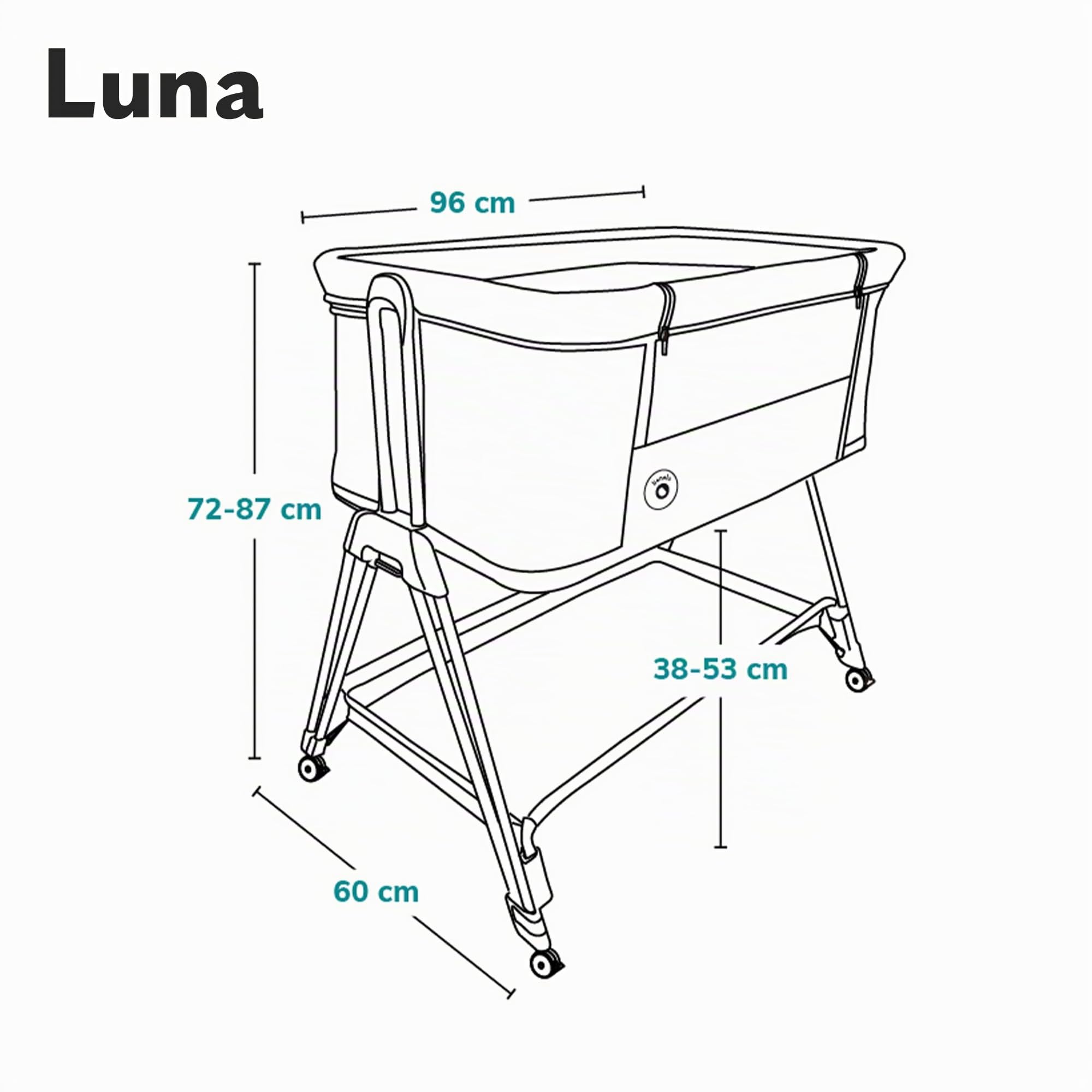 lionelo Aurora 3in1 Baby Nachttisch Co-Sleep für Babys ab Geburt bis 9 kg, verstellbare Höhe und Neigung, Matratze, 4 feststellbare Räder, atmungsaktiv, tragbar, waschbar, Tasche, Gurte (Beige leicht