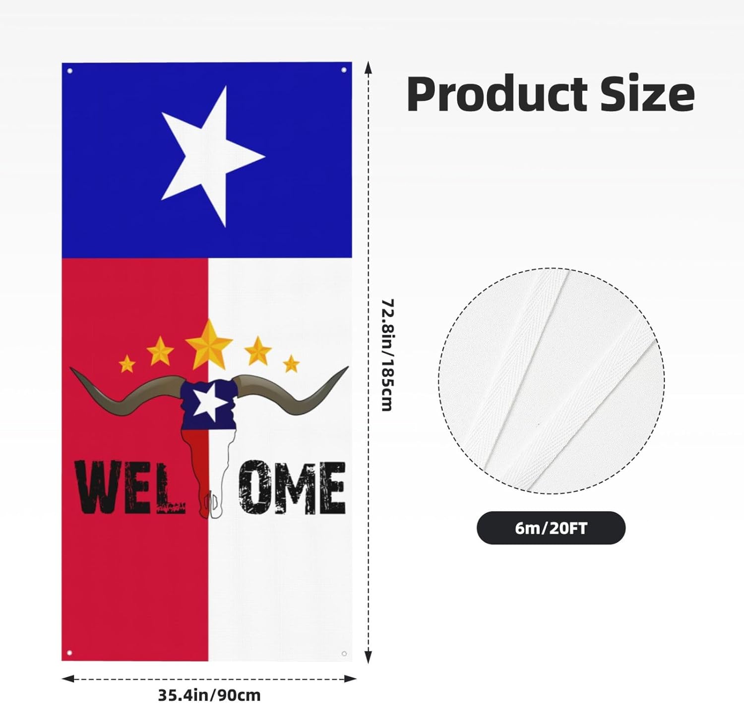Welcome Texas Door Cover Banner Decoration Backdrop Porch Sign For Holiday Party Indoor Outdoor Decor One Size - Image 2