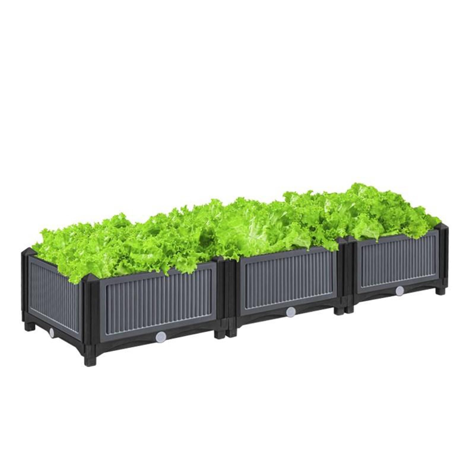 GUODDM Elevated Raised Garden Bed, Plastic Raised Planter Box With Drainage Holes, Outdoor Garden Planting Container For Vegetables, Flowers, Herbs, Brown(120 * 40 * 23cm)