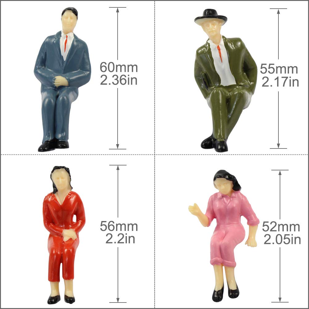 Evemodel Lot de 48 figurines de train assis à l'échelle G 1:25 - Personnes assises peintes - 4 poses