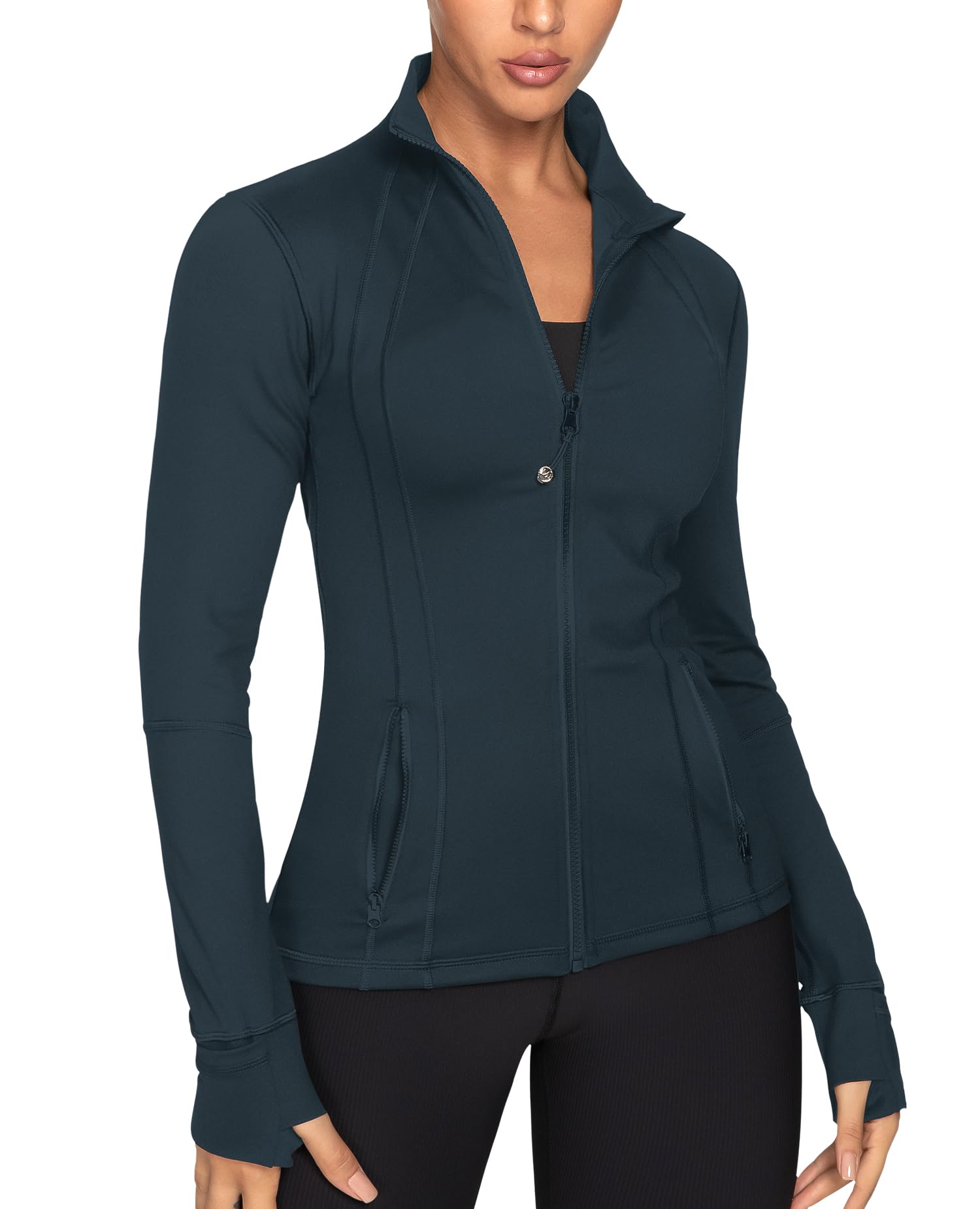 GYM RAINBOW Women's Lightweight Running Jackets Cottony-Soft 4-Way Stretch Zip up Slim Fit Workout Yoga Athletic Jacket