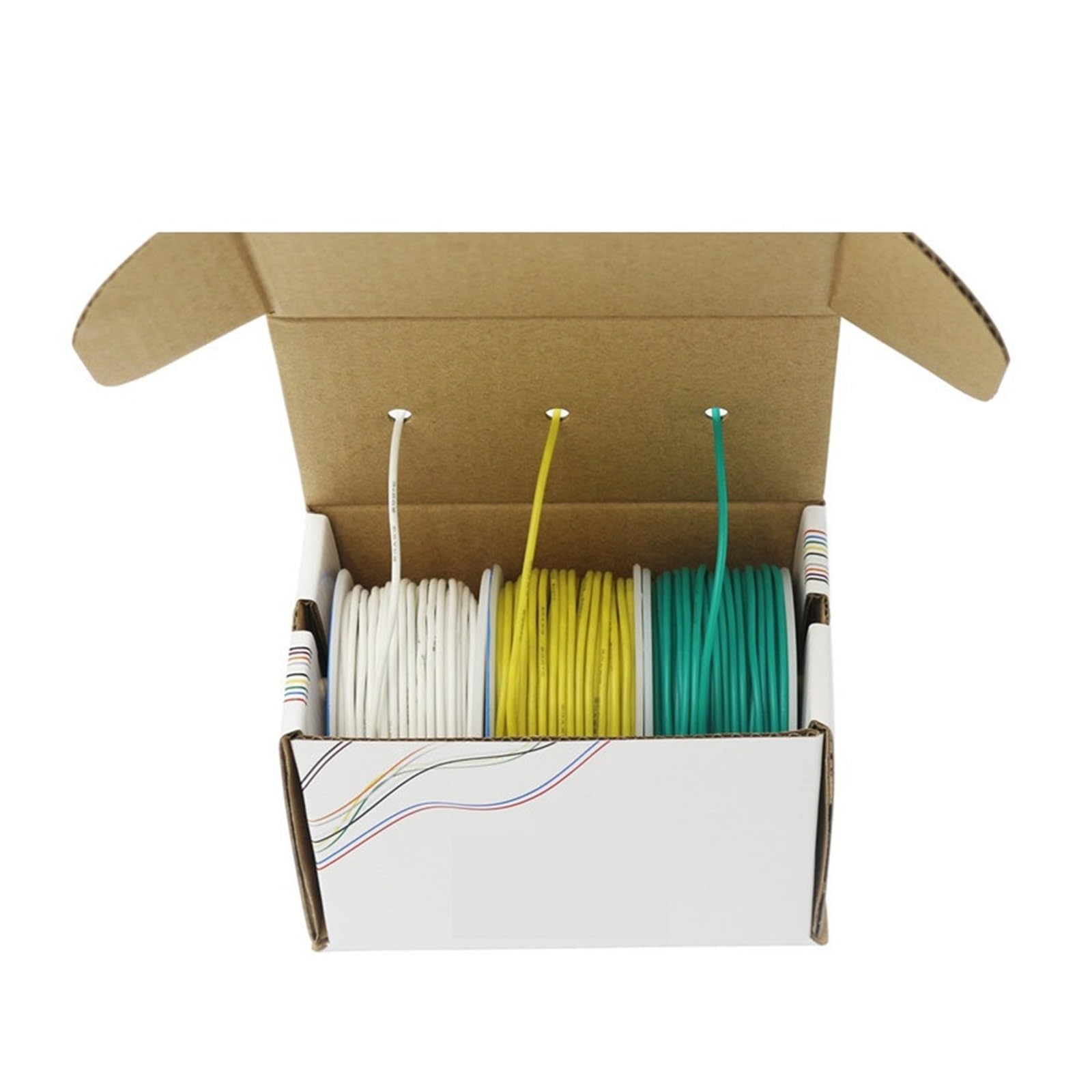 RAHBI 26AWG 90 m/pudło (zestaw 3 mieszanek kolorów) elastyczny silikonowy kabel spleciony izolacja drutu cynowana miedź przewody elektryczne DIY leisurely (Color : White yellow green, Size : 90m-26