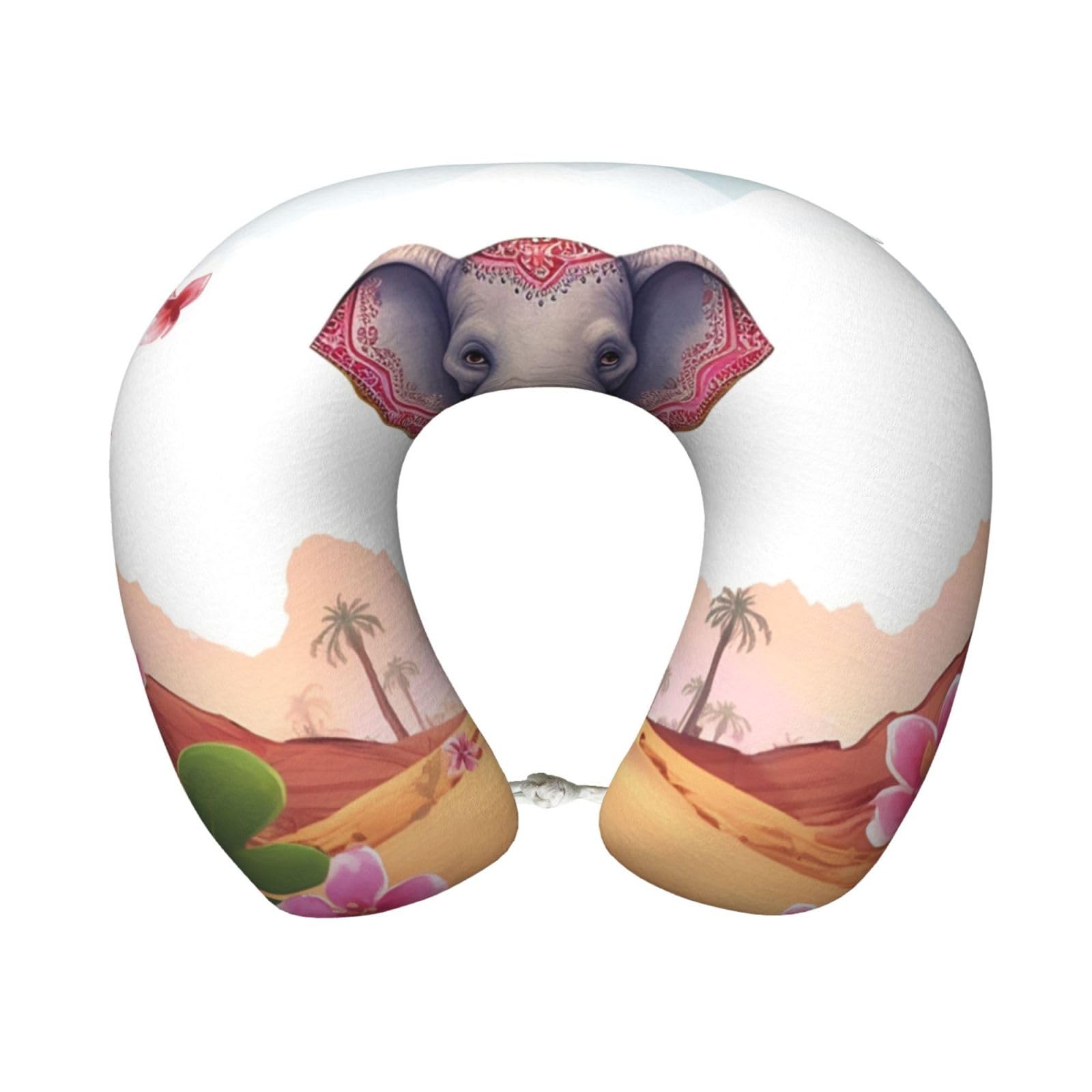 peiyeety Lucky Elephant Travel Pillow Memory Foam - Comfortable U Shape Neck Pillows for Sleeping, Neck and Head Support Portable Airplane Pillow Adjustable Flight Pillow, Washable Cover