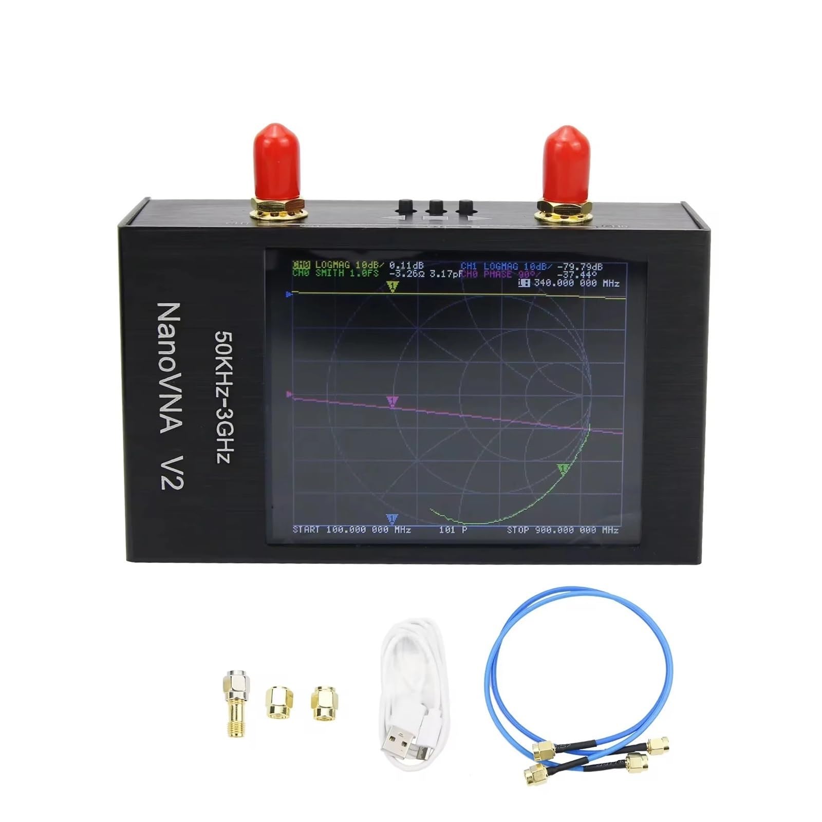 NanoVNA V2 50 kHz-3 GHz Analizator sieci wektorowej Antena Analizator Metalowa Obudowa Do Fal Krótkich HF VHF UHF
