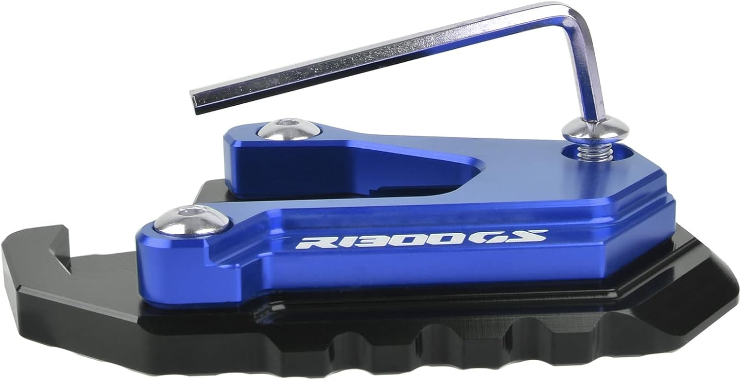 Motorcycle Enlarger Extension Plate Foot Pad Compatible for B&M&W R1300GS R 1300 GS R-1300-GS 2024 2025 Side Stand Extension Pad r1300gs Anti-skid Enlarged Base (Blue)