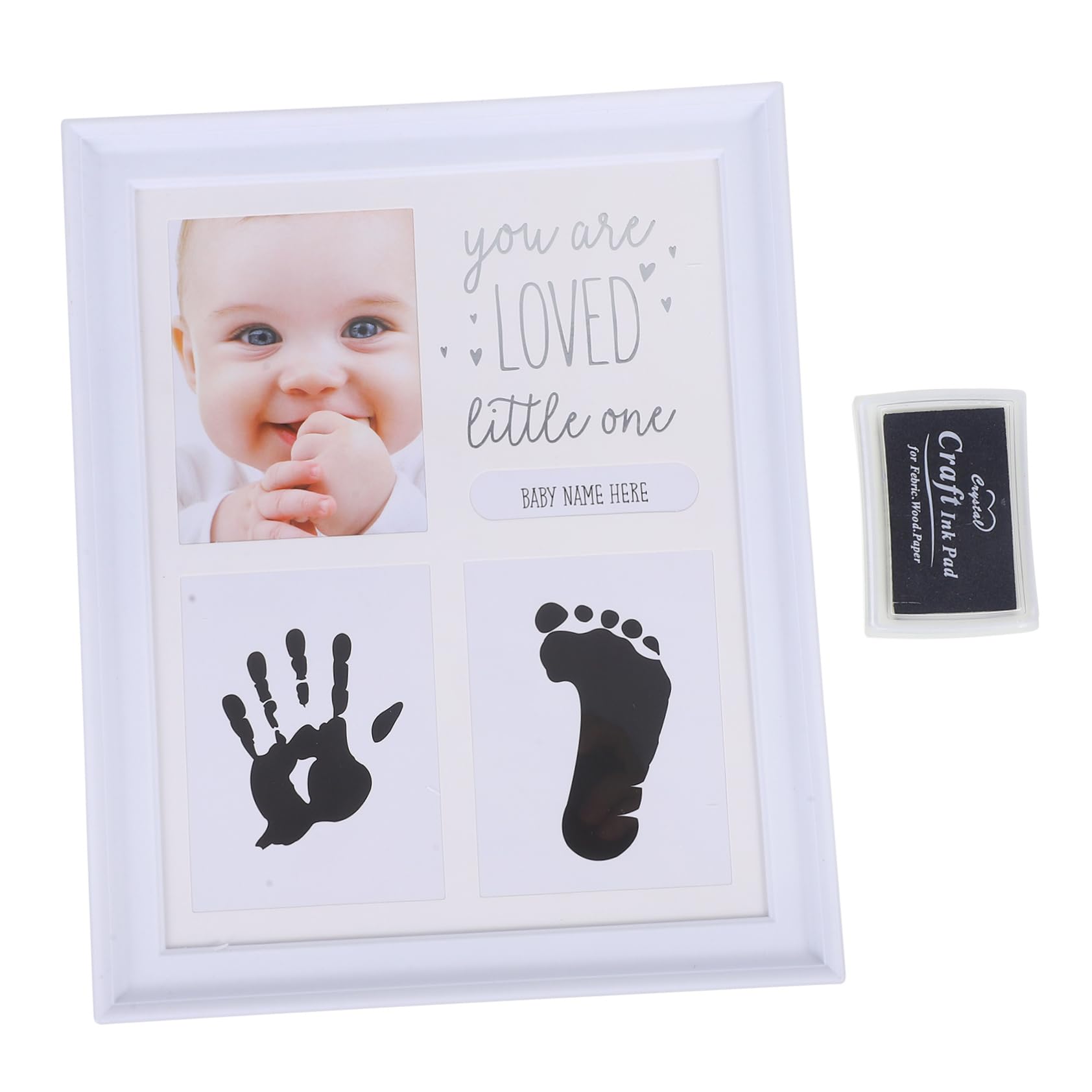 Totority Hand and Foot Print Photo Frame for Keepsake Decor Safe Light Newborn Footprint Ink Kit