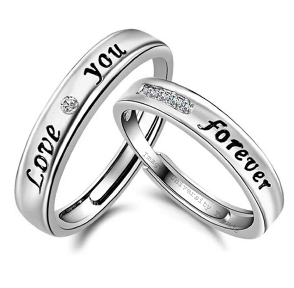 2PCs Love you Forever Stainless Steel Adjustable Couple Rings for Lovers, Men, Women, and Your Valentine (Silver)-image-16