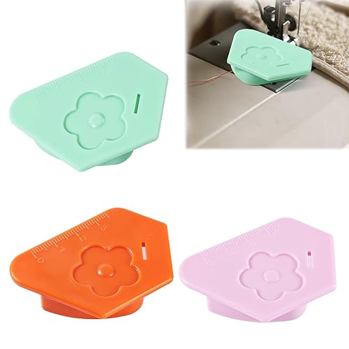 3pcs Magnetic Seam Guide, Polygonal Sewing Guide with Scale Multifunctional Seam Hemmer Gauge for Sewing Machine Accessories & Supplies (Green, Orange, Pink)