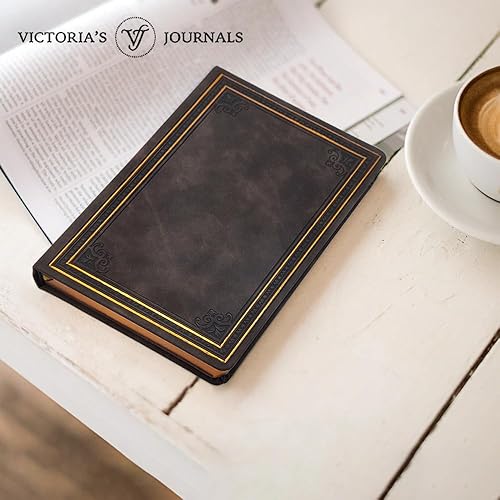 Miniatura 6 de Victoria's Journals Cuaderno con forro de cuero sintético y tapa dura, diario de viaje con diseño vintage de aspecto antiguo, tamaño A5, 5.7 x 8.1