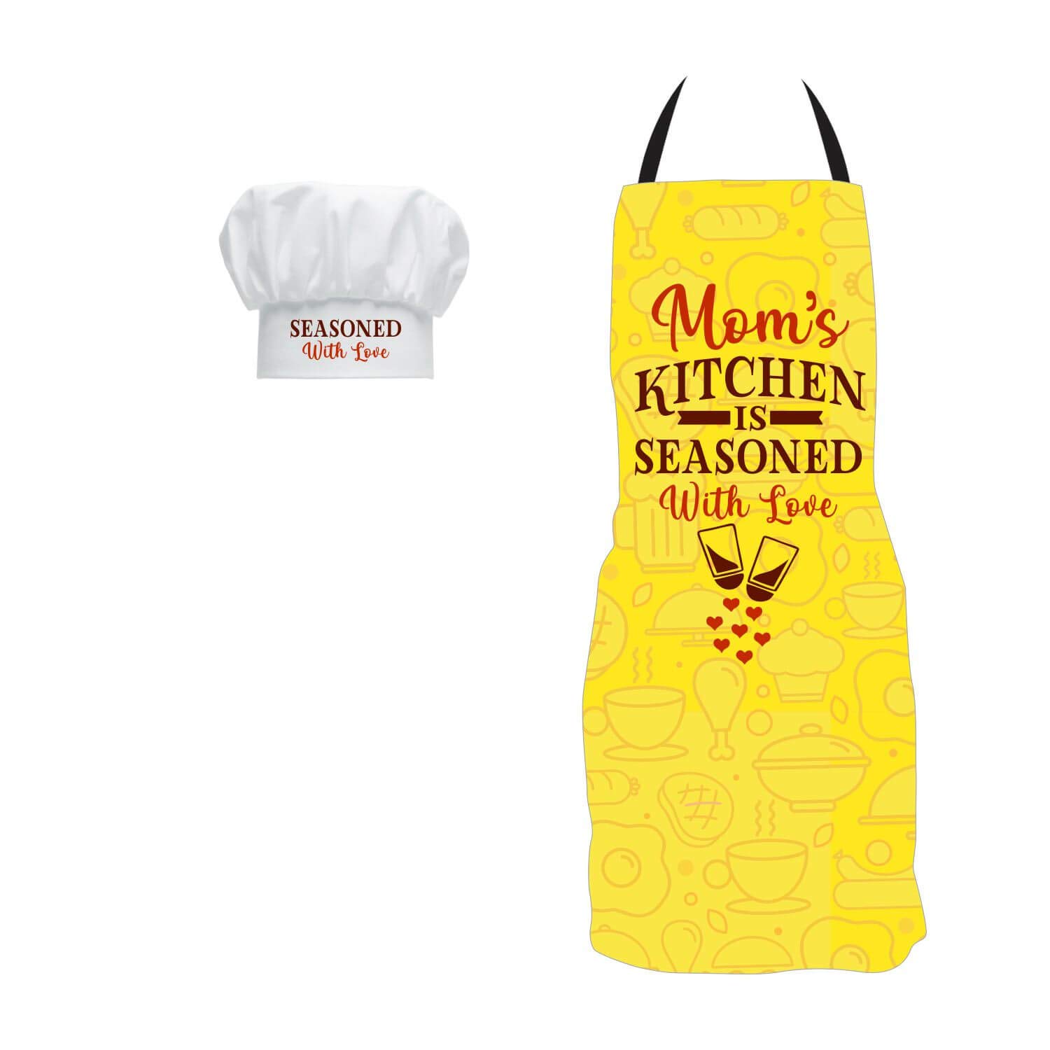 TheYaYaCafe with Chef hat Mom's Kitchen is Seasoned with Love Kitchen Chef Apron
