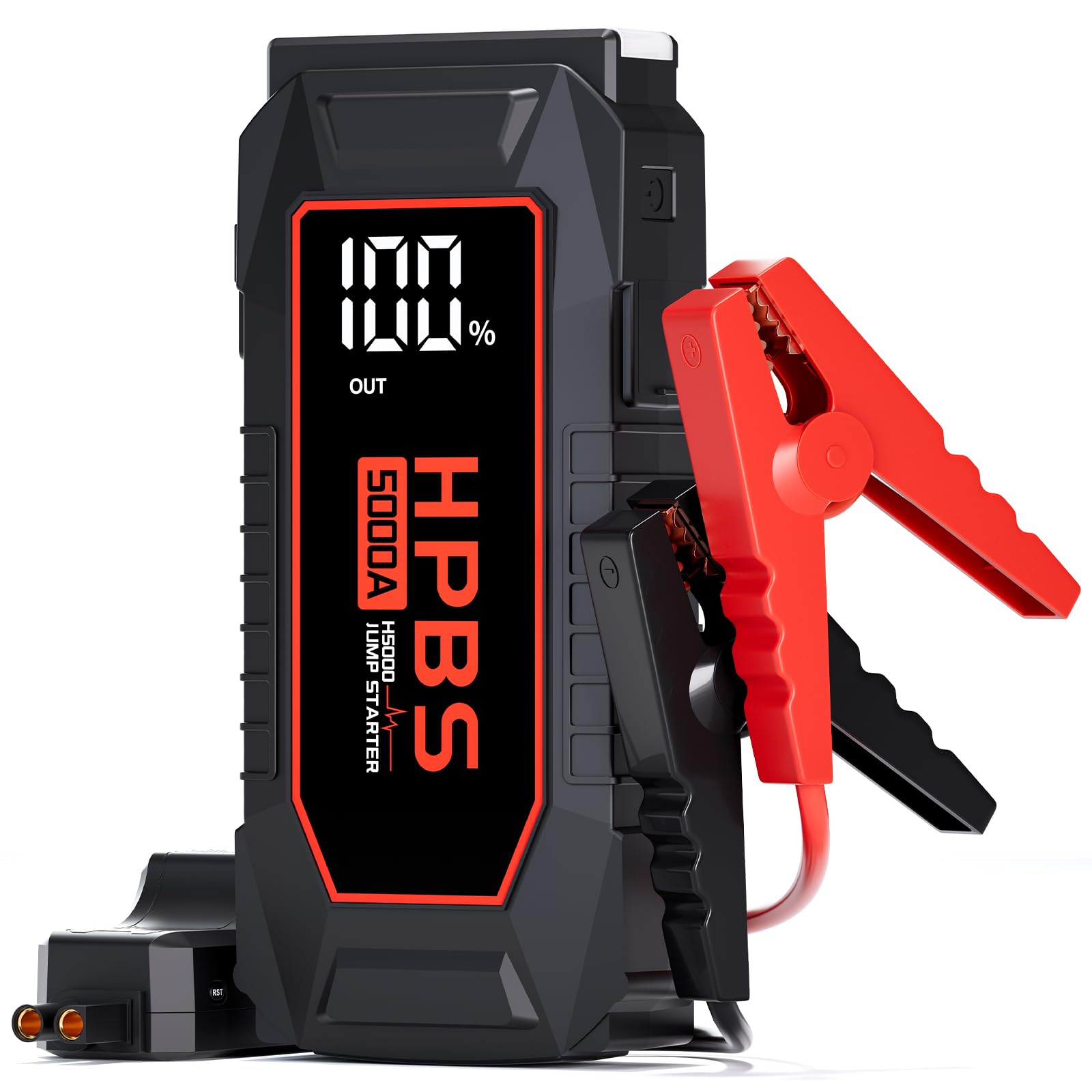 HPBS Car Jump Starter - 5000A Peak Jump Starter Battery Pack with DC for Up to All Gas and 10.0 L Diesel Engines, 12V Portable Battery Jump Starter with 3.0" LCD Display