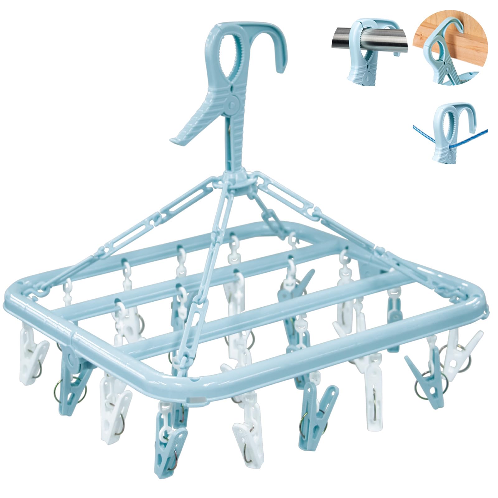 Amazon.co.jp: コモライフ たためる小物まとめ干しハンガー (24ピンチ