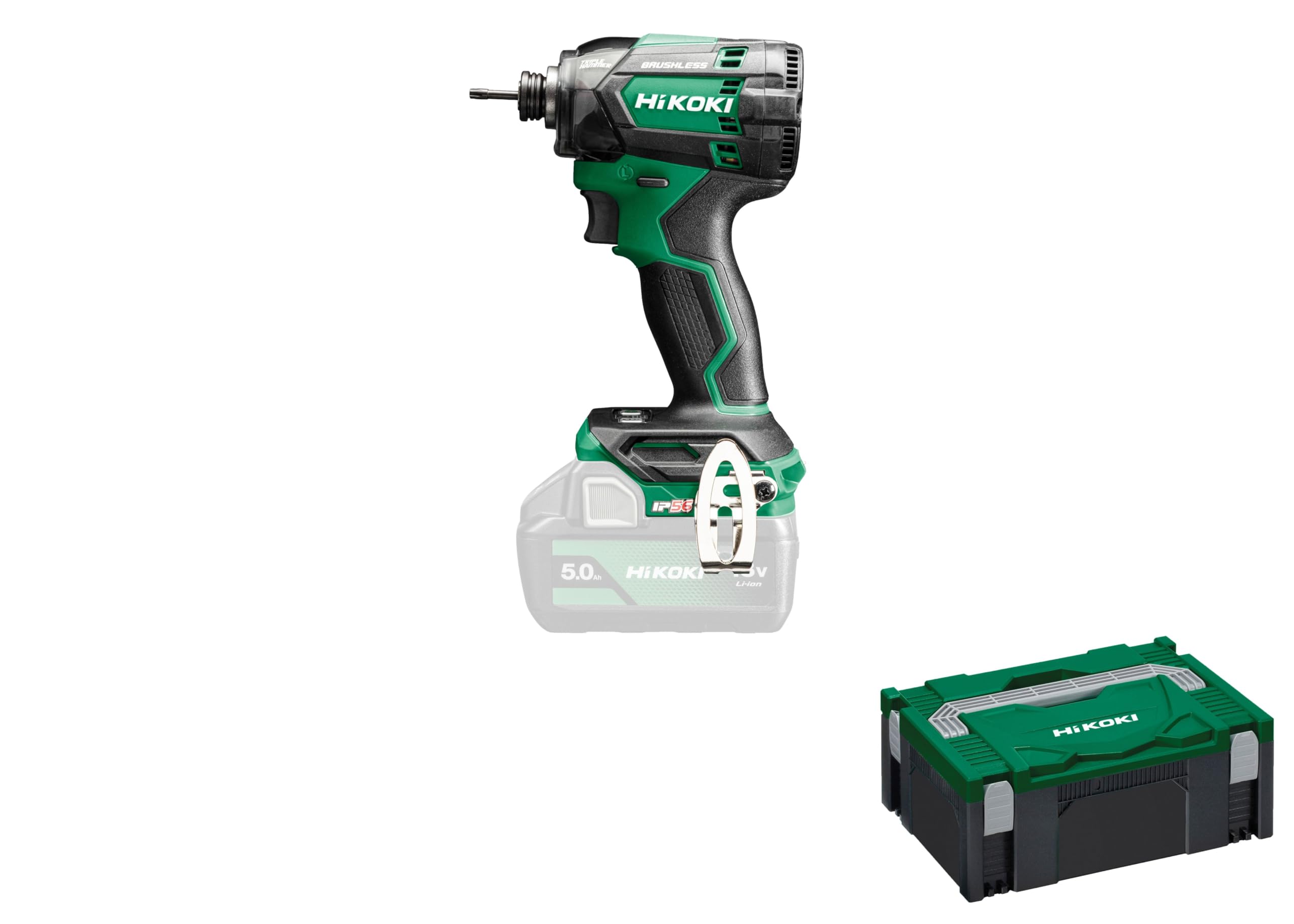 Hikoki Green / Black Akku Schlagschrauber Wh18dcw2z, 1/4" Werkzeugaufnahme (18V, Max. Festdrehmoment 210 Nm, Bolzen Und Muttern M5-M16, Brushless, Zubehör Koffer, Ohne Akku Und Ladegerät)
