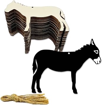 30 Pack 4 Inch Donkey Wood Craft, Unfinished Wooden Animal Donkey Cutout Art, DIY Wood Sign.