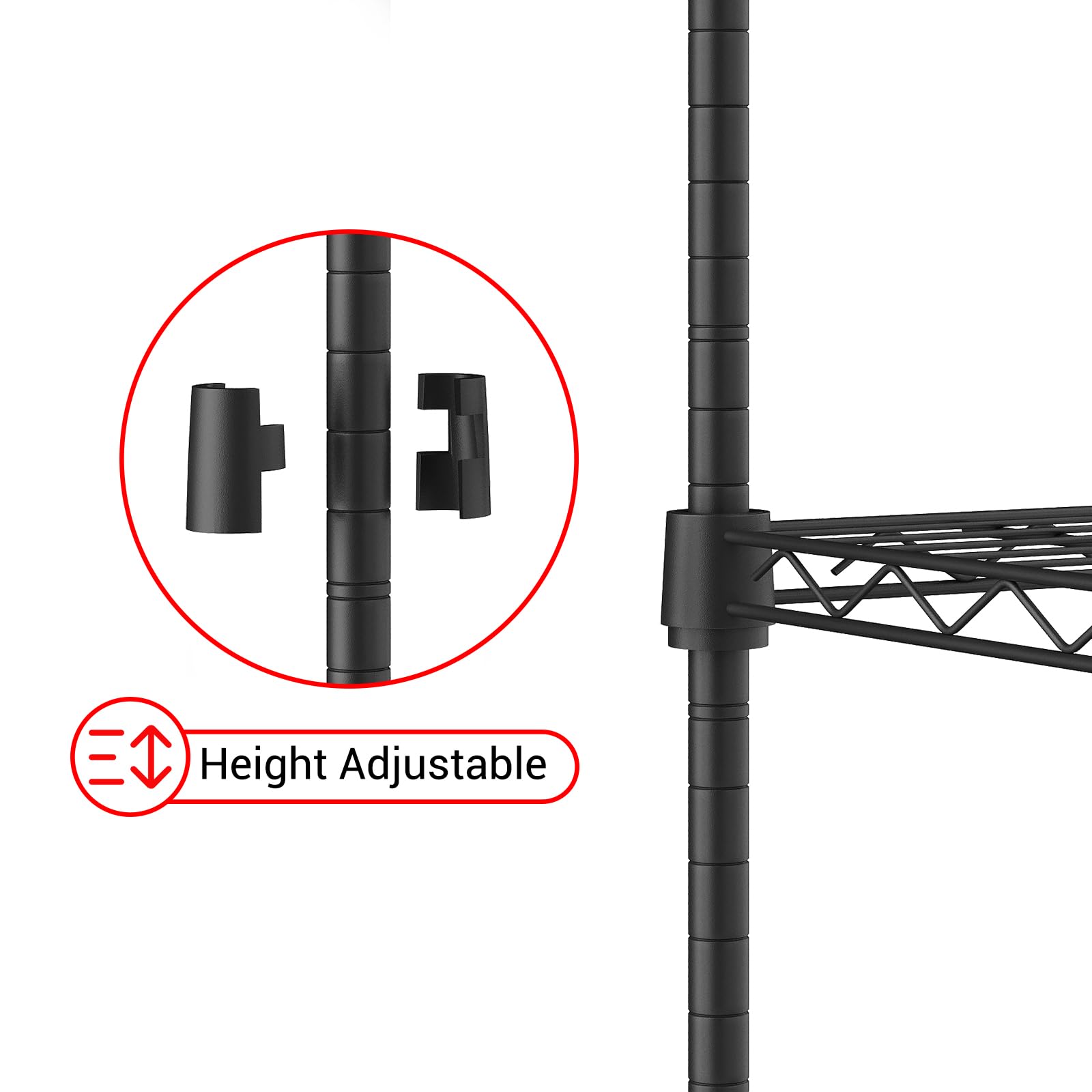 GarveeHome Drahtregal mit 5 Etagen, robust, verstellbar, Garagenregale, Lagerregal für Lagerung, Lager, Speisekammer, Keller, Speisekammer, Utility-Aufbewahrungsregale, 150 x 150 x 35 cm (B x H x T)