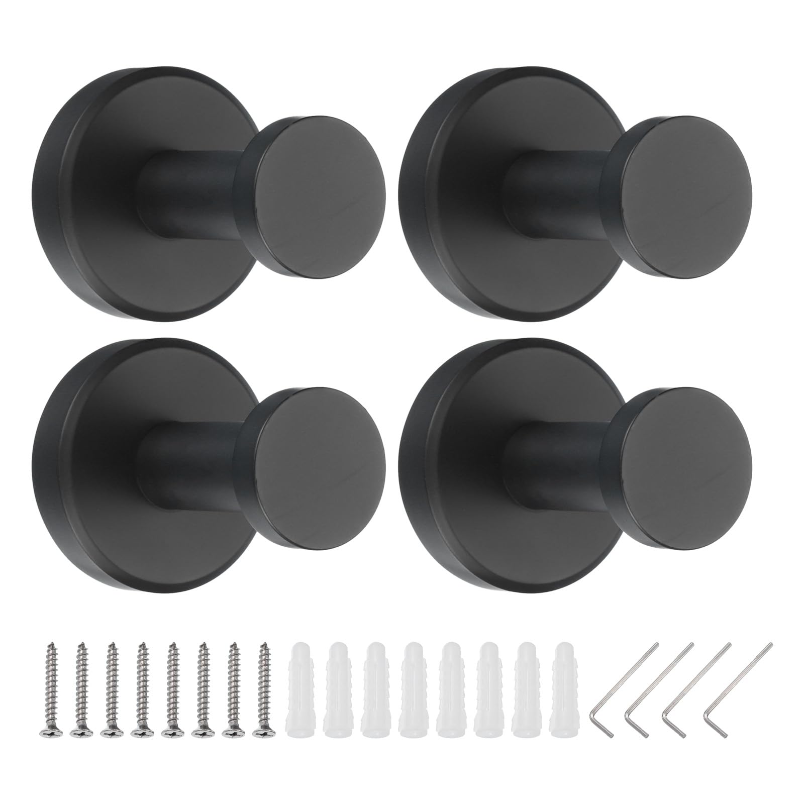PATIKIL Towel Hooks for Hanging 4Pack 304 Stainless Steel Round Wall Mounted Hanger Holder, with Tools for Bathroom Bedroom