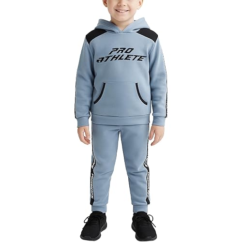 Pro Athlete Boys Sweatsuit Set - 2 Piece Soft Fleece Active Pullover Graphic Hoodie & Joggers Sweatpants For Boys (2T-7)
