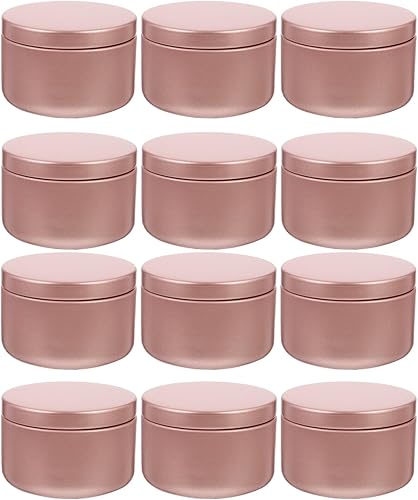 Healifty 12 latas de velas para hacer velas, contenedores de almacenamiento de velas, tarros de velas dorados, recipientes de velas con tapas, vacío