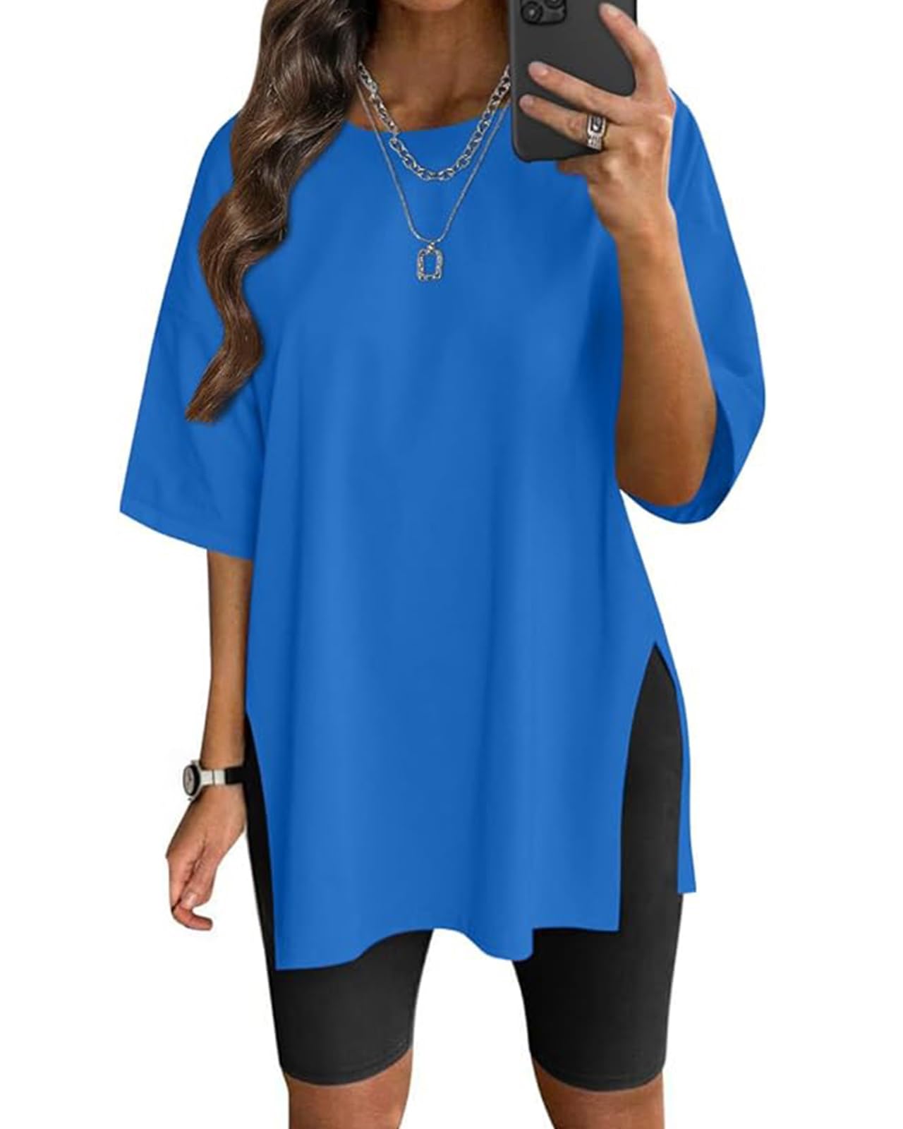 Damen Oversized T-Shirt Größen Tees Basic Tops T Shirt Seite
