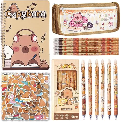 Fournitures scolaires Capybara avec stylo crayon et notes autocollantes pour papeterie kawaii