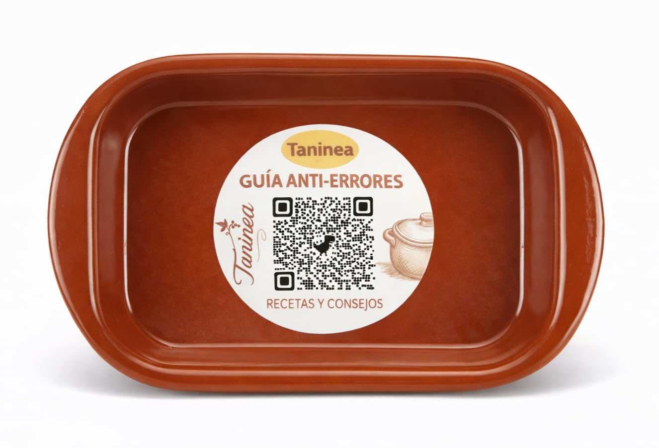 Fuente de Barro Refractario para Horno 40x26 cm (3 L) – Bandeja Rectangular con Asas, Cerámica Esmaltada Vitrificada para Asados, Lasaña y Canelones – Apta Microondas, Congelador y Lavavajillas