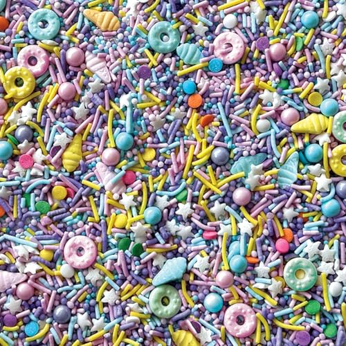 Image of Fancy Sprinkles Sweet Spot Sprinkles | Donut & Ice Cream Shaped Candy Sprinkle Mix | Pastel Rainbow | Cake, Cupcake & Cookie Decorating | Kids Birthday & Summer | 1 Pack (0.5c)