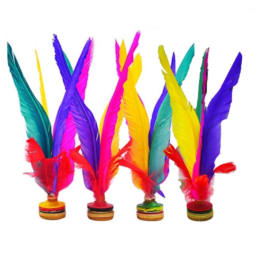 SHINEColorful Feather Adult Children Fitness Shuttlecock Birdie Chinese Jianzi Feather Kicking Shuttlecocks Foot Exercise Sports Game Tendon Bottom Color Random