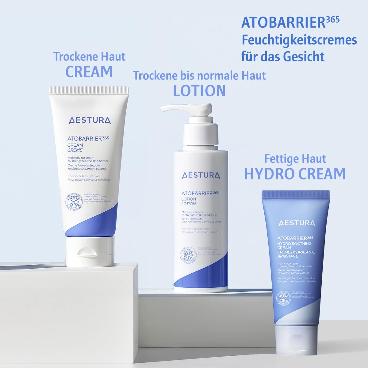 AESTURA ATOBARRIER365 CREAM mit Ceramid Korean skincare 120 Std. Feuchtigkeitspflege mit Sichtbare Kapsel Gesichtscreme für trockene & empfindliche Haut Dermatologisch getestet 80mL