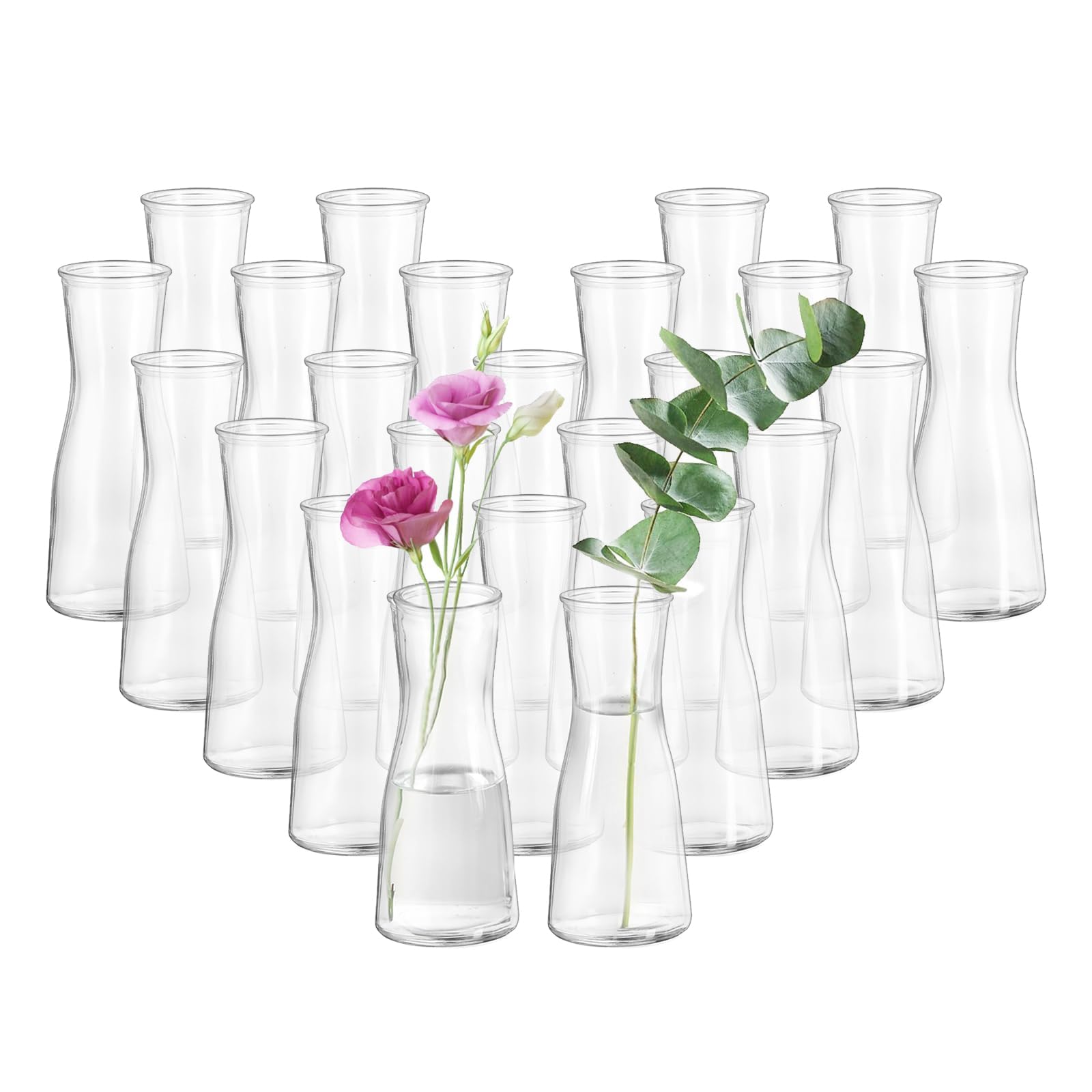 Glasseam Glass Bud Vases for Centerpieces: Clear Flower Vase Set of 24 Modern Small Vases for Flowers Minimalist Cute Decorative Vases for Decor Wedding Table Dining Room Decoration