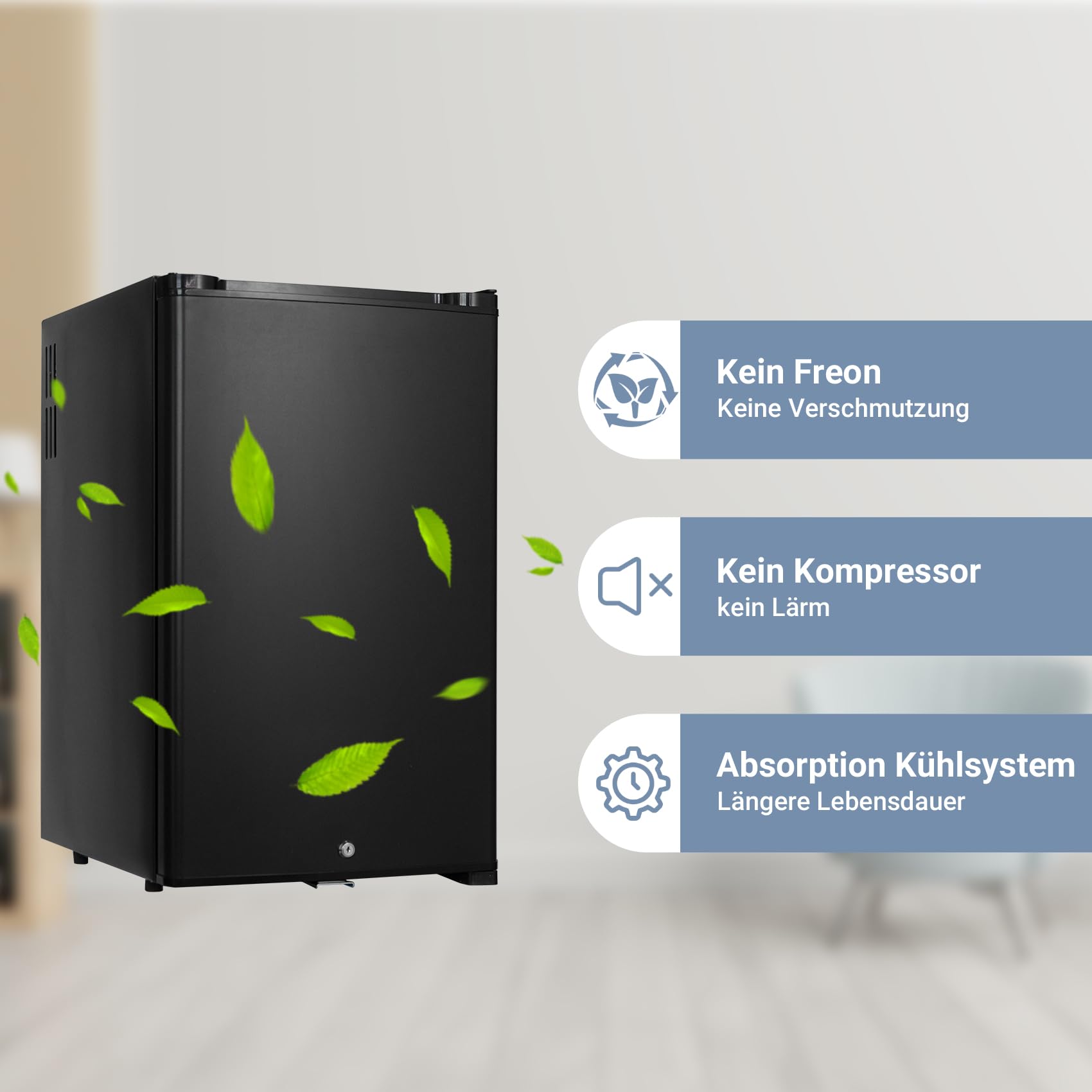 Camping Kühlschrank 50L, Kühlschrank 12V 230V, Kühlschrank Wohnwagen mit Schloss und Wendetür, Wohnmobil Kühlschrank, Minikühlschrank lautlos für Camping, Auto, Zimmer, Schwarz