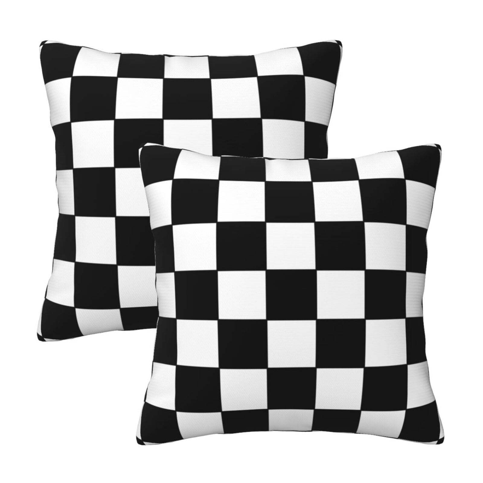 famliihw Black and White Checkered Throw Pillow Covers Plaid Soft Square Cushion Pillowcase Set of 2 for Sofa Couch Home Decor 18 X 18 in