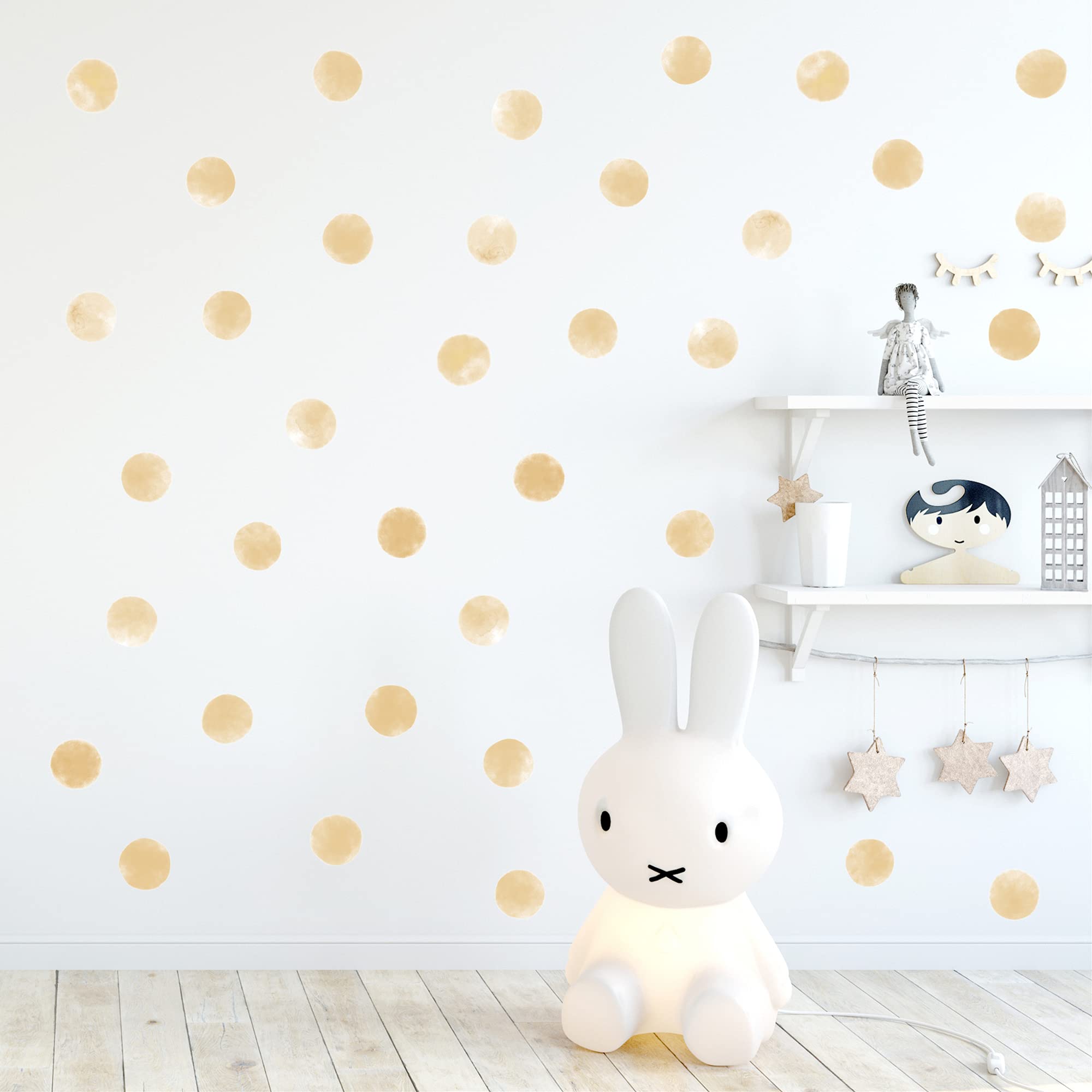 ROFARSO 120 Decals 2.2'' Champagne Polka Dots Wall Decals Stickers DIY Removable Peel & Stick Wall Art Decorations Home Decor for Nursery Bedroom Living Room Playing Room