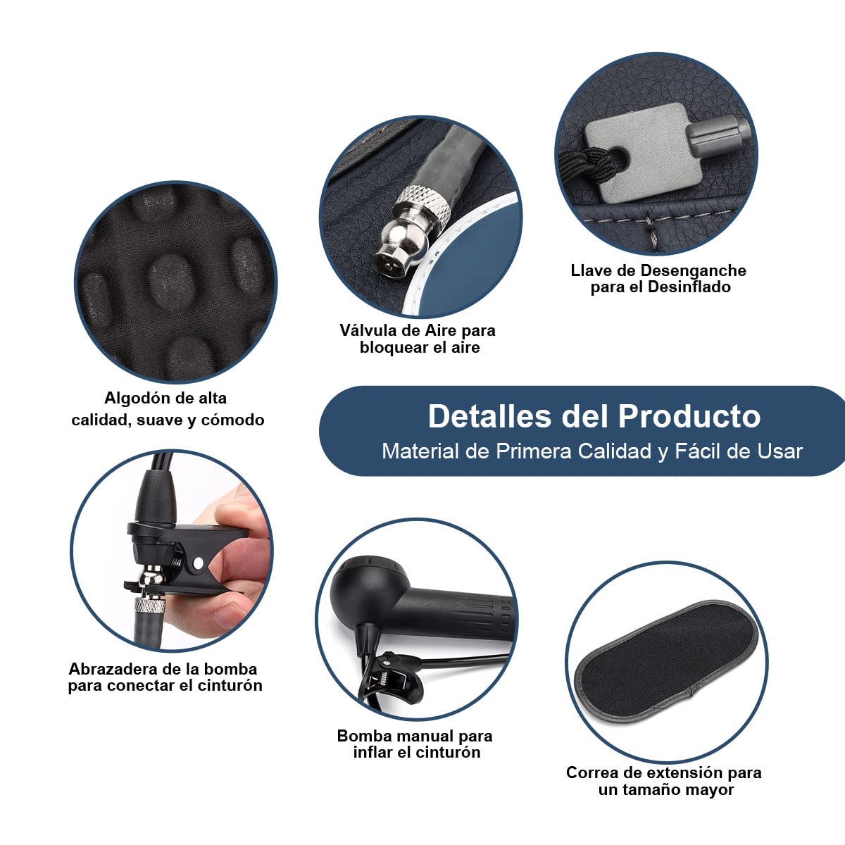 HONGJING Cinturón de espalda de descompresión lumbar soporte para aliviar el dolor de espalda baja, Dispositivo de tracción lumbar, talla única para cintura de 29 a 49 pulgadas | Soporte de espalda inflable con bomba de mano para mujeres y hombres, talla