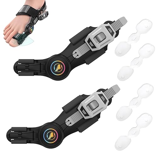 Corrector de juanetes para mujeres y hombres, con puntera grande, corrección ortopédica ajustable de juanetes negra mejorada, con alisadores