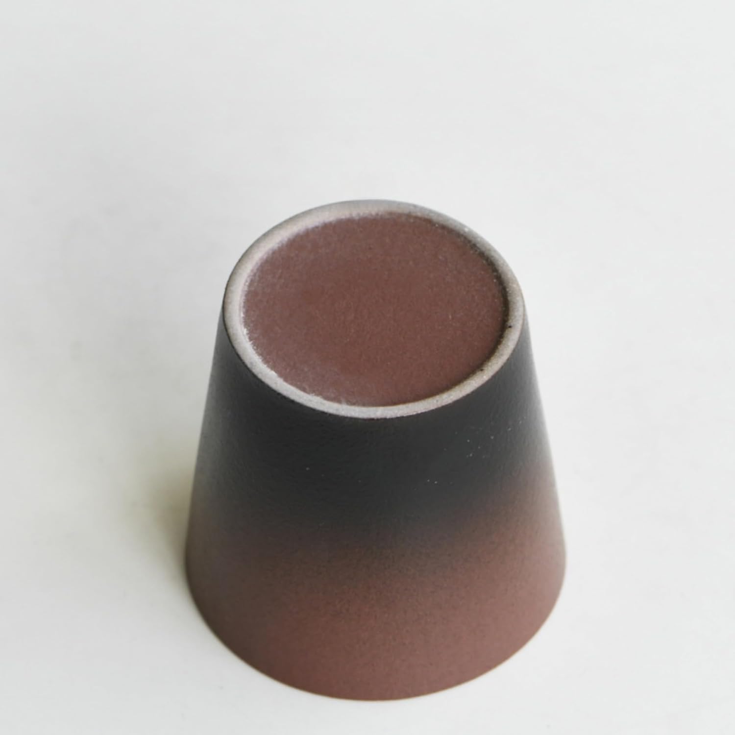 Japanese Rustic Ceramic Cup – Matte Gradient Black-Brown Clay Mug for Coffee, Tea, Whiskey or Soda | Handmade Wabi-Sabi Pottery | Retro Aesthetic Gift (8579)