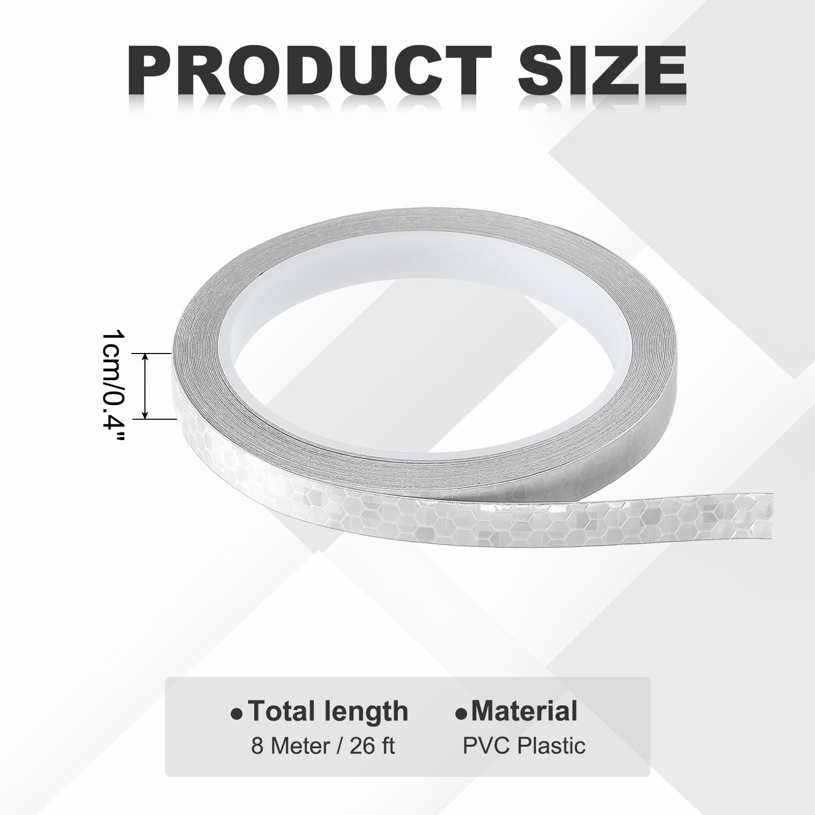 MECCANIXITY Reflective Tape, 0.4 Inch x 26 ft Self-Adhesive Trailer Reflector Tape Waterproof Warning Safety Sticker High Visibility Night Reflectors, White