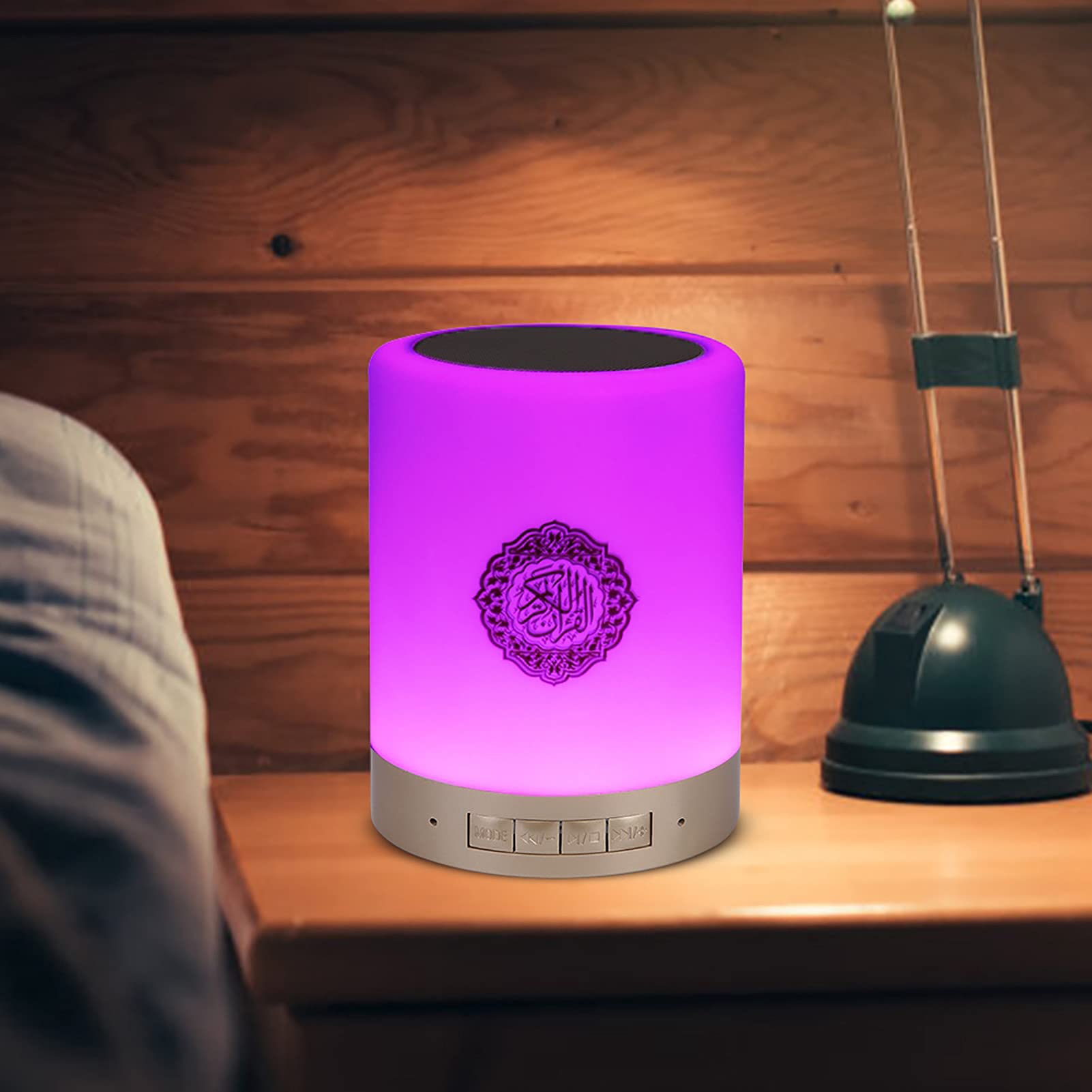 Qcwwy Enceinte Coran, Portable 8GMP3 Tactile Lampe LED Télécommande sans Fil Coran Haut-Parleur avec 16 Langues Portable LED Tactile Cube FM Lecteur de Musique MP3 Nuit