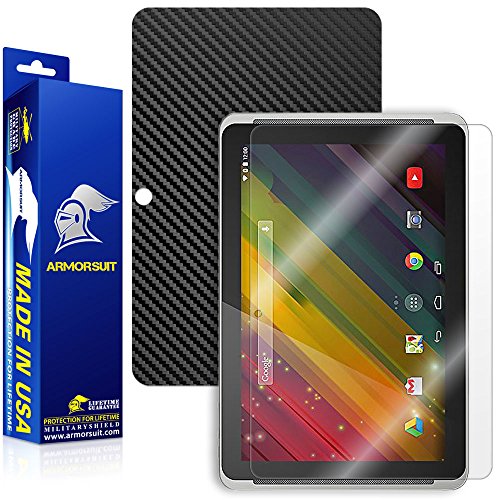 ArmorSuit MilitaryShield Black Carbon Fiber Skin Wrap Film + HD Clear Screen Protector for HP 10 Plus 10.1