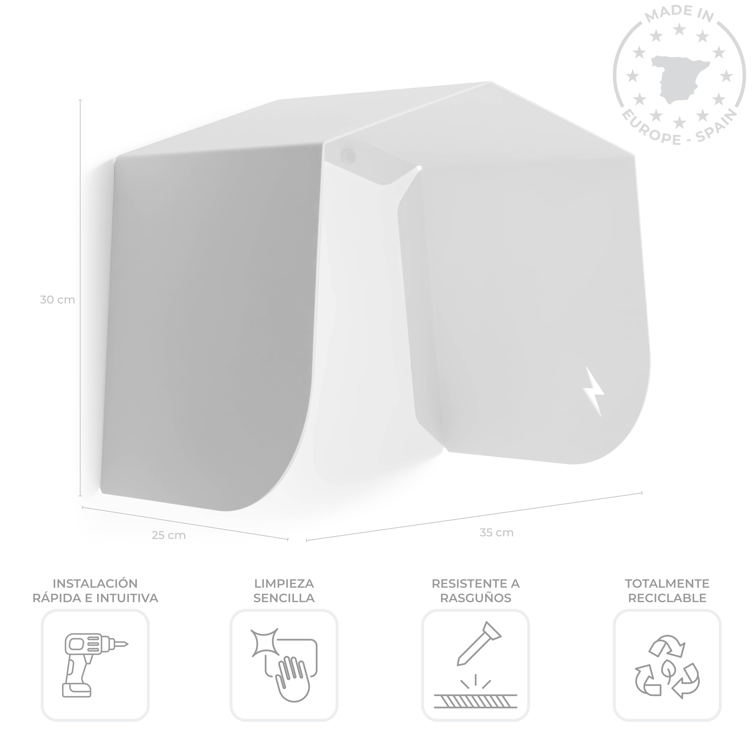 Copertura per caricabatterie da auto elettrica, tetto, protezione, tettoia, scatola, accessori da parete, tenda, kit di protezione, riparo, tenda, struttura, capannone, ombra, supporto. (Bianco)