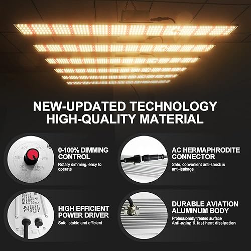 Miniatura 6 de Likleem Luces LED de cultivo de 5 x 5 pies, espectro completo, comercial, cultivo de plantas, vertical, luz de llenado desmontable, regulable, 3.0