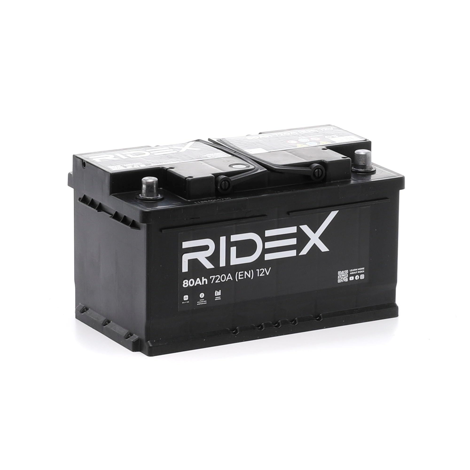 RIDEX 1S0020 Batería Coche 80Ah 720A 12V B13 DIN/ISO LB4 Baterías de Arranque de 75Ah 70Ah Compatible con FORD Fiesta Mk6 Hatchback CB1, CCN, JA8, JR8 MONDEO IV Turnier BA7, AUDI A4 B8 Avant 8K5