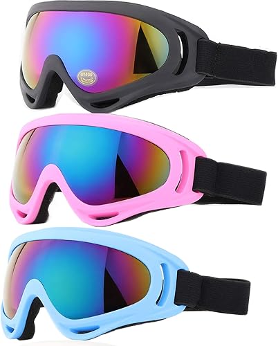 Yidomto Gafas de esquí, paquete de 3 gafas de snowboard para niños, niñas, jóvenes, hombres y mujeres