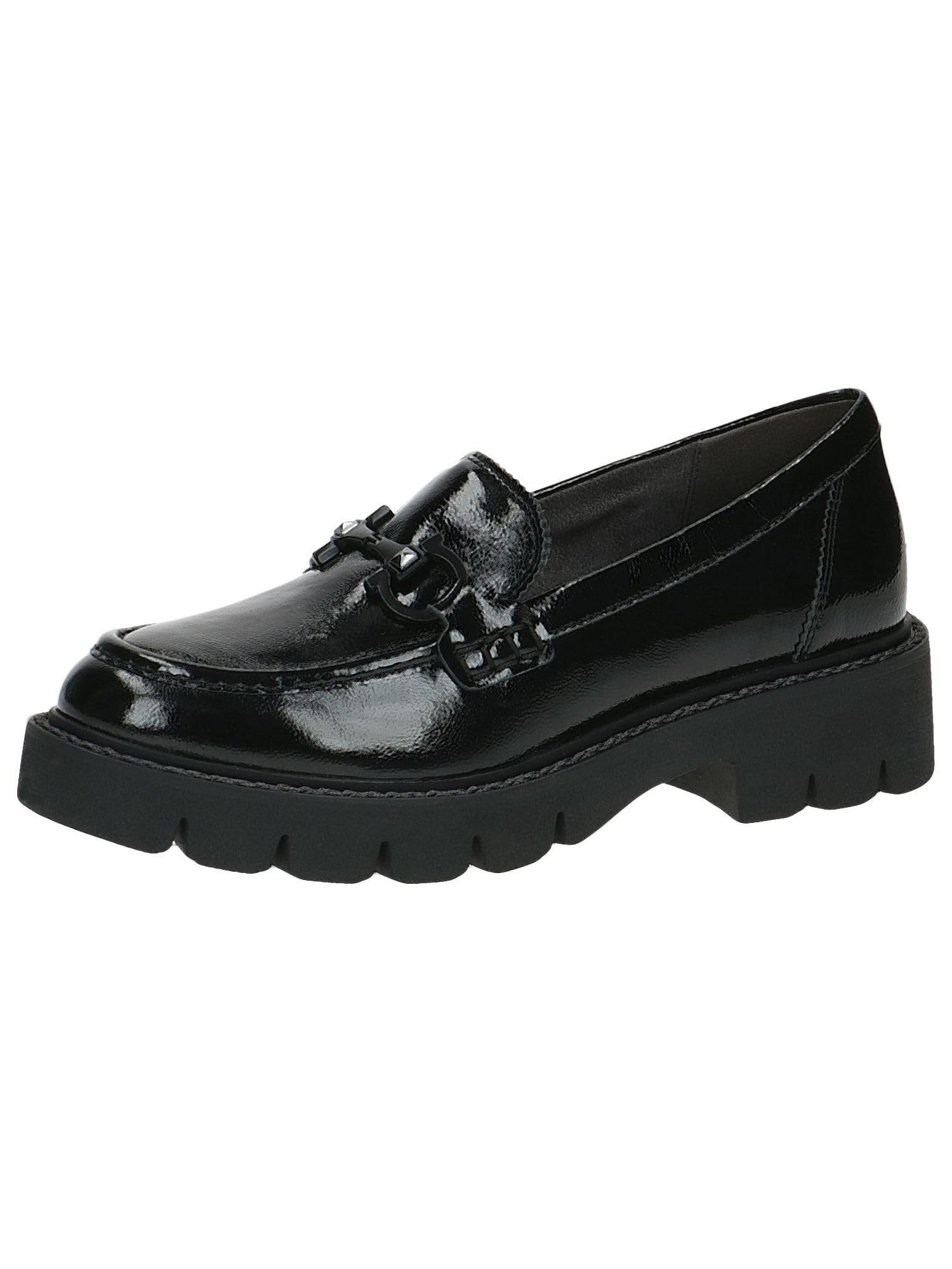 CAPRICE Women's Loafers with Platform Memotion Patent Business Slip-ons Width G, Black (Black Naplak), 5 UK