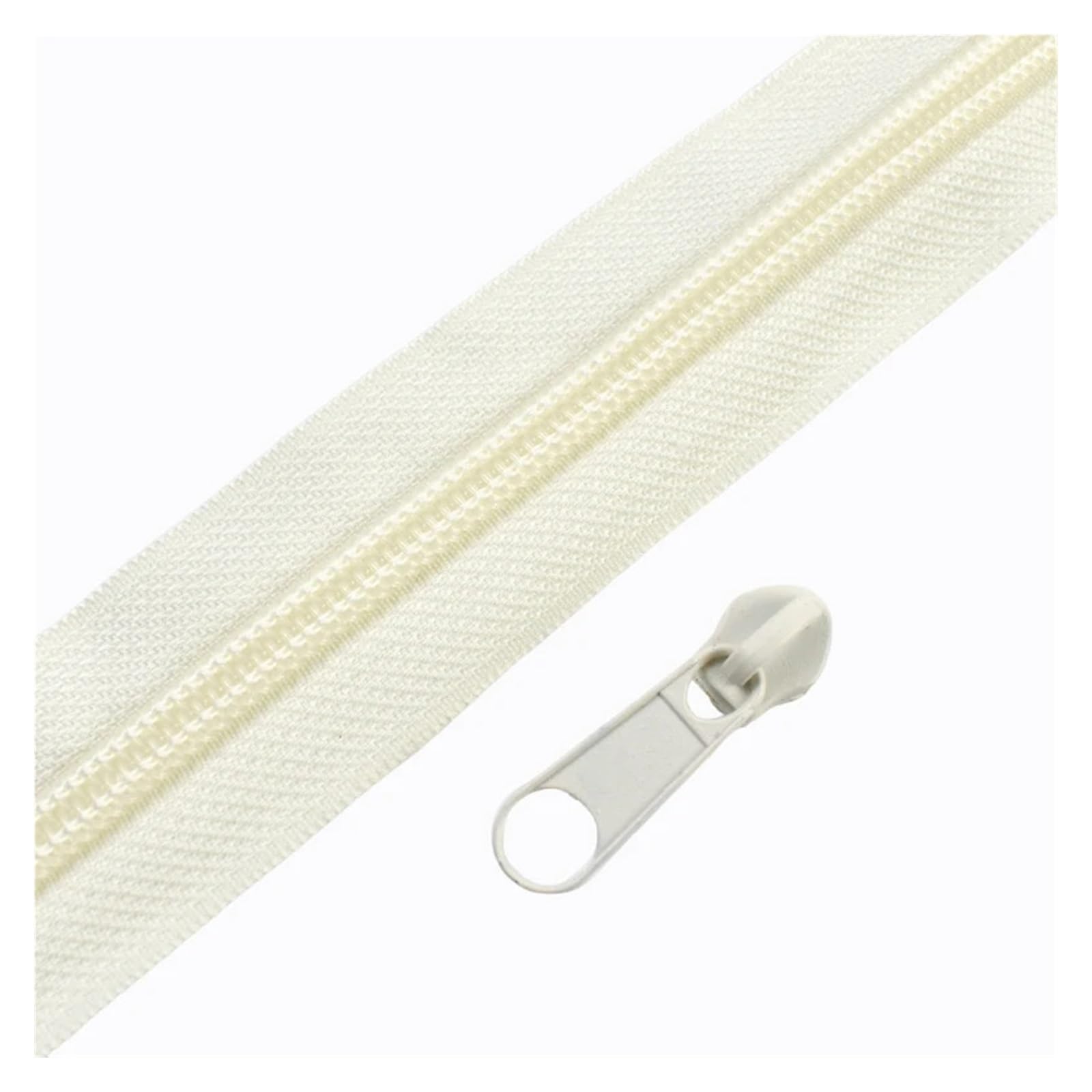 2/5/10M 3# 5# Sewing Zippers at the Meter with Slider Rainbow Nylon Zipper Tape Zips Garment Decorative Zip Repair Kits(Beige,5MZips 5PcsSliders)