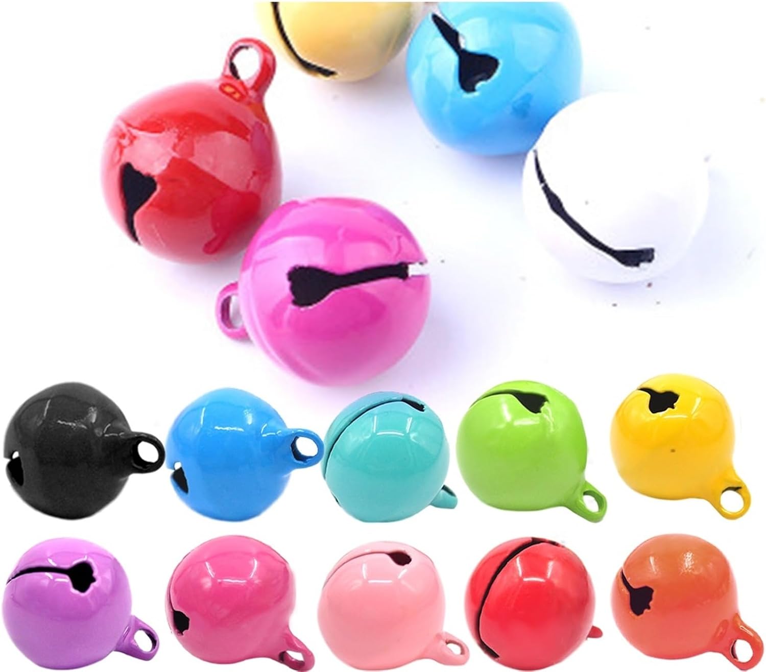 Jingle Bells for Crafting 150Pcs Metal Small Bells Mini Jingle Bell Beads for DIY Craft Needlework Decor Christmas New Year Ornaments(Pink)