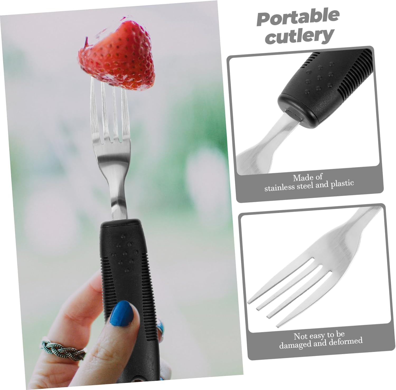 1Set Adaptive Non Slip Utensil for Elderly Tremble Tableware with Ergonomic Handle for Disabled Adults Convenient Durable Easy to Clean Silverware